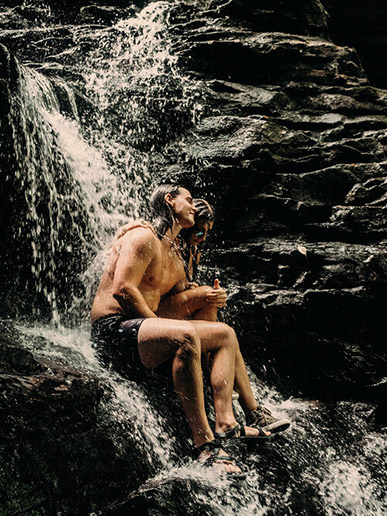 Couple in waterfalls, Asheville NC
