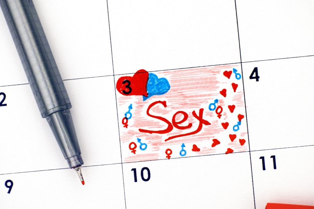 Reminder Sex in calendar with red pen.